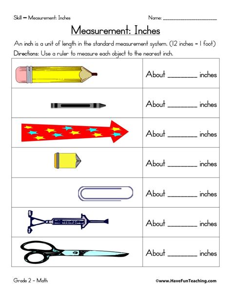 Measurement Worksheet For 2nd Graders