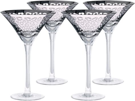 Artland Inc Leopard Silver Martini Glasses Set Of 4 White Wine Glasses Martini