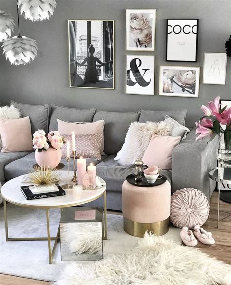 20 30 rose gold and grey living room ideas