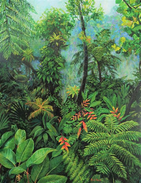 Rain Forest Painting Dominica Cloud Forest Jungle Painting Etsy