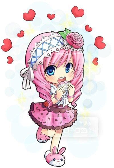 Super Cute Pink Chibi Eating A Cupcake Cute Anime Pinterest Chibi