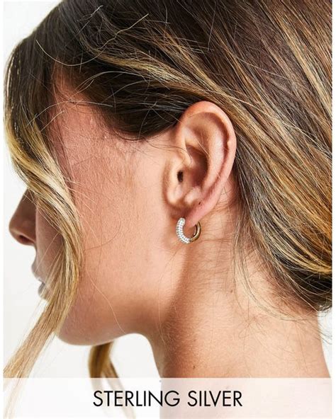 astrid and miyu glimmer hoop earrings in gold metallic lyst australia