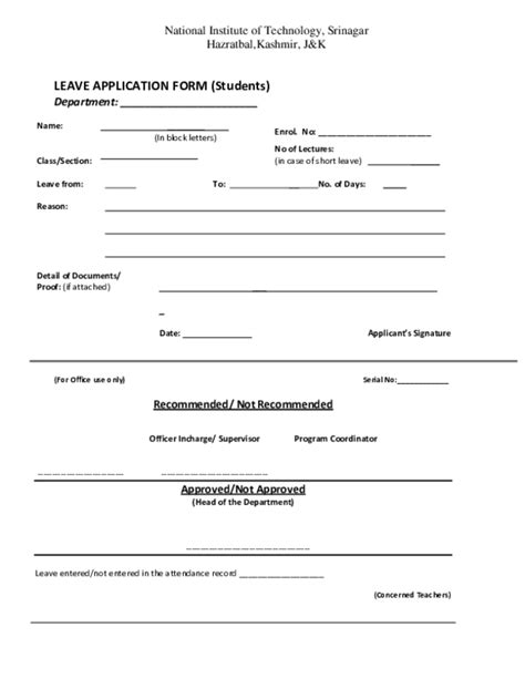 16 Pdf Format Of Leave Application For School Free Printable Download