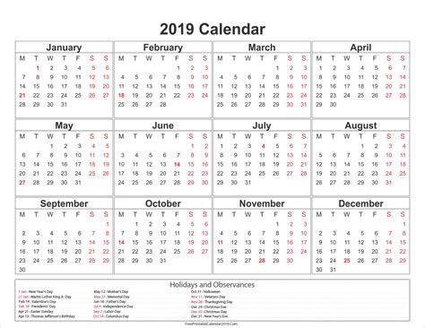 2019 Calendar Png Image Hd Png All