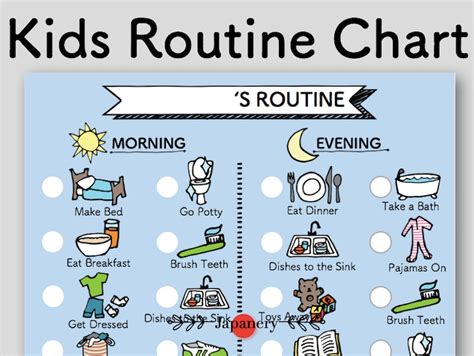 Kids Chore Routine Chart Morning And Evening Etsy