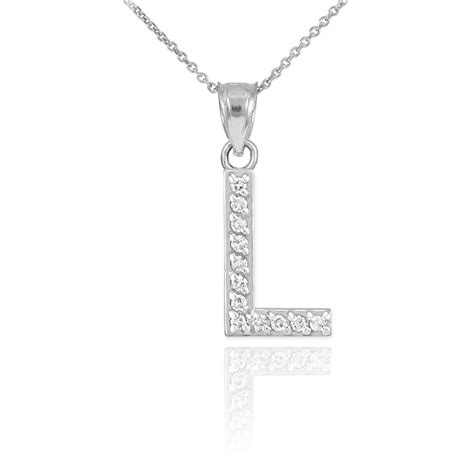 Diamond Letter L Pendant Necklace In 9ct White Gold Gold Boutique