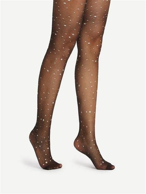 Star Pattern Sheer Mesh Pantyhose Stockings SHEIN USA Pantyhose