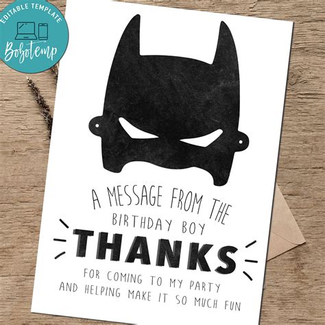 Free Batman Thank You Card Printables