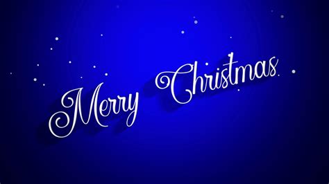 Animated Closeup Merry Christmas Text On Blue Background Motion