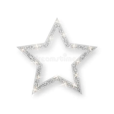Silver Shiny Glitter Glowing Star With Shadow Isolated On White