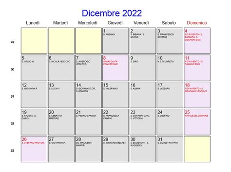 Calendario Dicembre 2022 Con Festività E Fasi Lunari Avvento