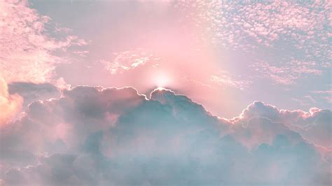 Download Wallpaper 1920x1080 Clouds Porous Rainbow Sky Shine Rays