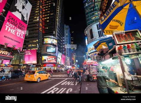 Night Time In Times Square On 42nd Street In Midtown Manhattan New