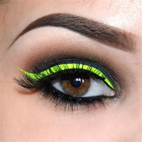 Neon Green Eye Black Eye Makeup No Eyeliner Makeup Eye Makeup