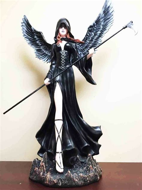 Large 24 Tall Finale Fantasy Lady Grim Reaper Dark Angel With Scythe Statue Ebay