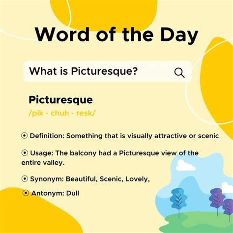 Word Of The Day Picturesque Word Of The Day Words Antonym