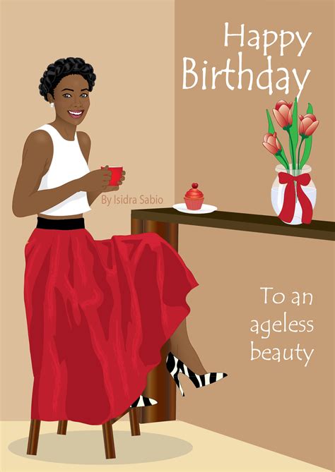 Card Available Now This Afrocentric Birthday Card Women Shows An Radiantly Happy And Happy
