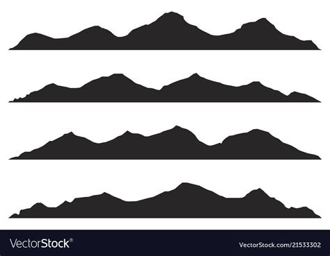 Mountains Silhouettes On The White T Of Hand Drawn