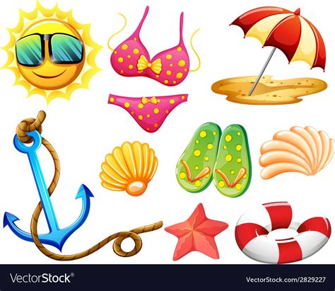 Different Things Used During Summer Royalty Free Vector