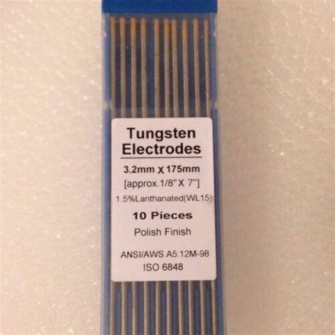 1 5 Lanthanated WL15 Gold TIG Tungsten Electrodes 1 8 X 7 X10 3 2 X