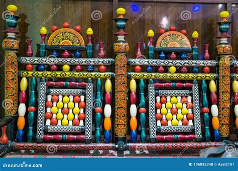 Very Colorful Detail Of Traditional Indian Furniture Stock Photo