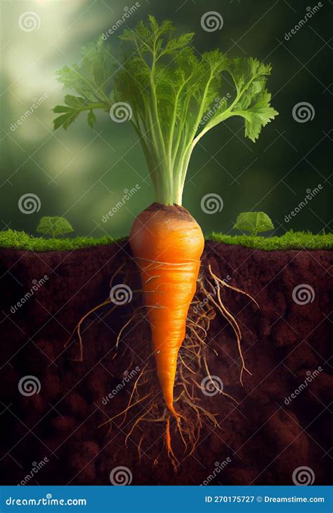 Carrot Roots Grow In Soil View From Underground Generative Ai Stock