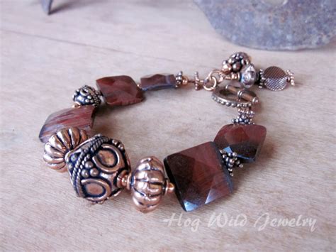 Asymmetrical Copper Tigers Eye Bracelet Women S Artisan Bracelets