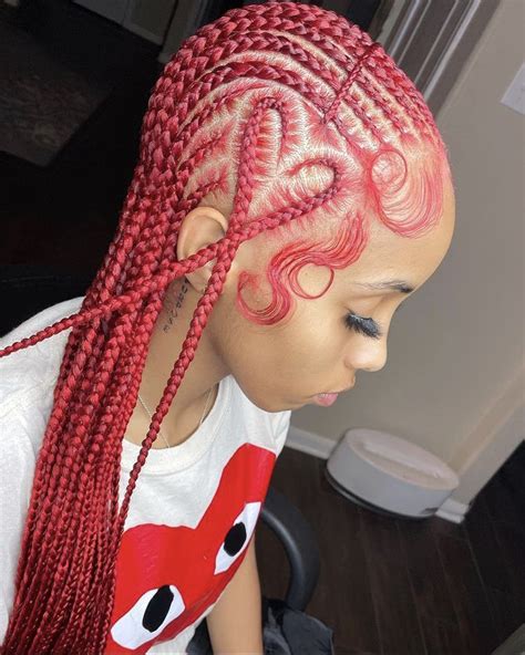 Stitch Braids With A Love Heart Design 🤍 Check Out 40 Trendy Stitch Cornrow Protective Braided