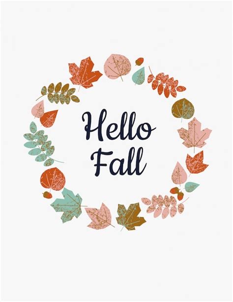 Premium Vector Colorful Autumn Leaves Around The Text Hello Fall