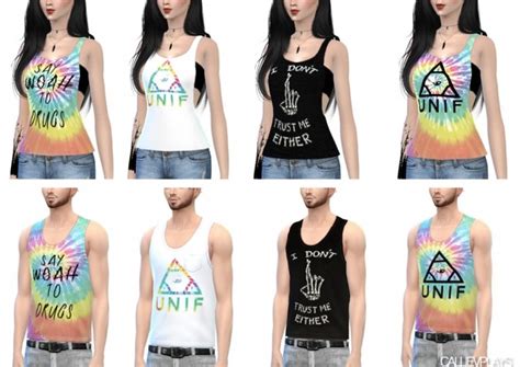 4 Printed Unif Tank Tops At Calliev Plays Sims 4 Updates