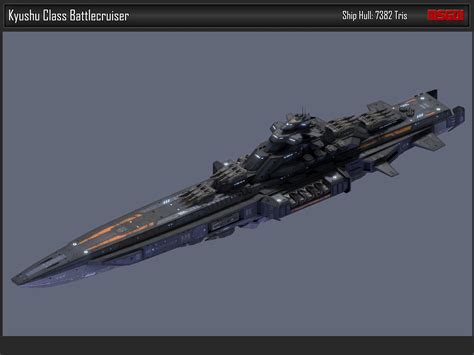 Spaceship Battlecruiser Kyushu 3d Model Starship Concept Sci Fi