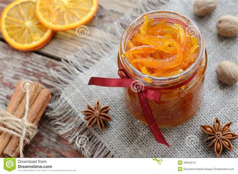 Homemade Candied Peels Orange Jam In Glass Jar Stock Photo Image Of