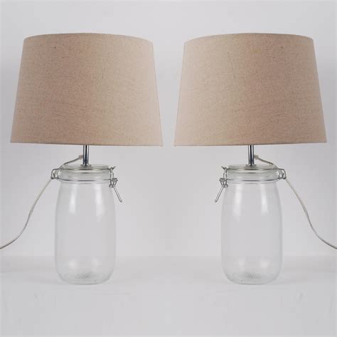 Set Of 2 Clear Glass Jar 44cm Lamps