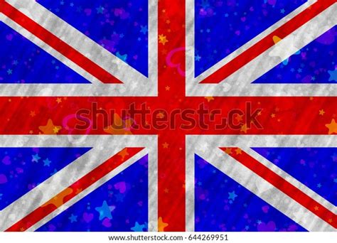 Illustration British Flag Stars End Hearts Stock Illustration 644269951