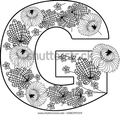 Coloring Book Floral Ornamental Alphabet Initial Stock Vector Royalty