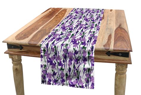 Floral Table Runner Continuous Wild Flower Blossoms Tropical Bouquet