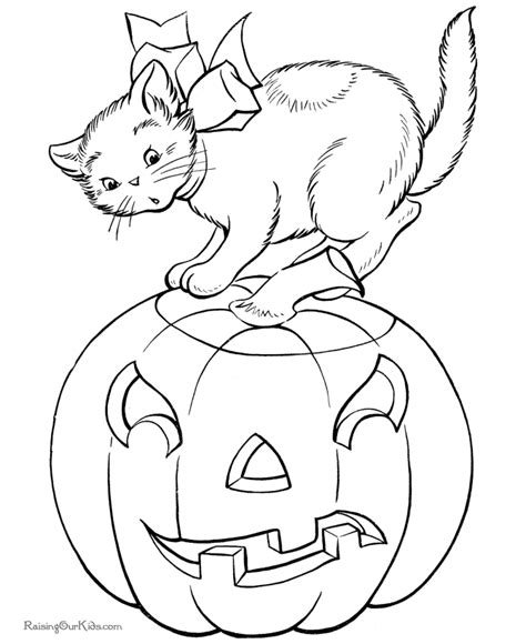 Free Printable Halloween Cat Coloring Pages 007