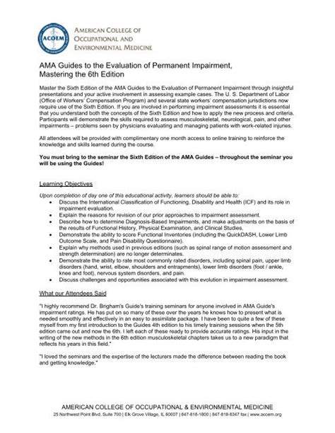 Ama Guides To The Evaluation Of Permanent Impairment American