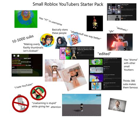 The Small Roblox Youtuber Starterpack Rstarterpacks Starter Packs Know Your Meme