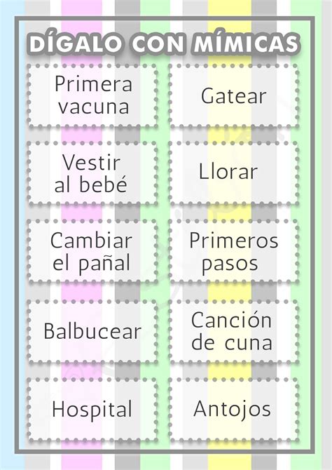 Dígalo Con Mímicas │ Juegos Para Baby Shower Para Imprimir Juegos De