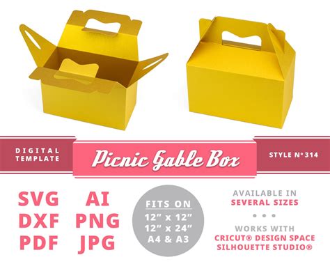 PICNIC GABLE BOX Svg Instant Download Printable Digital Box - Etsy