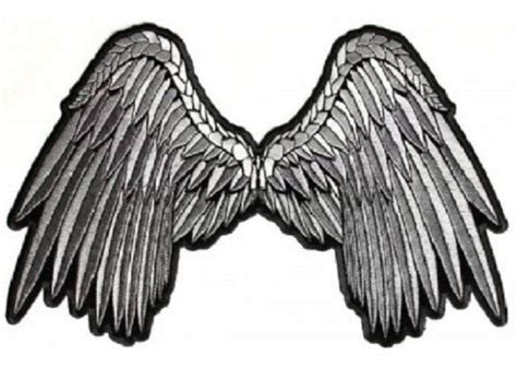 Large Silver Angel Wings 11 X 7 Iron On Back Patch Etsy Large Iron On