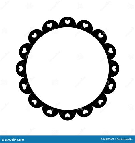 Scalloped Circle Frame With Dots Vector Illustration Cartoondealer