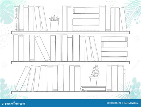 Printable A Paper Sheet With Bookshelves And Books On Background With