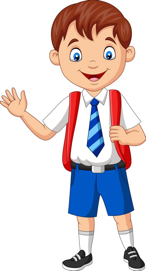 Cartoon School Boy In Uniform Waving Hand 8389443 Vector Art At Vecteezy