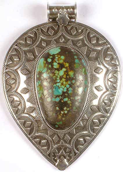 Spider S Web Turquoise Pendant With Granulation Exotic India Art