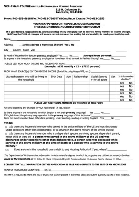 Free Printable Section 8 Application Form Prntbl
