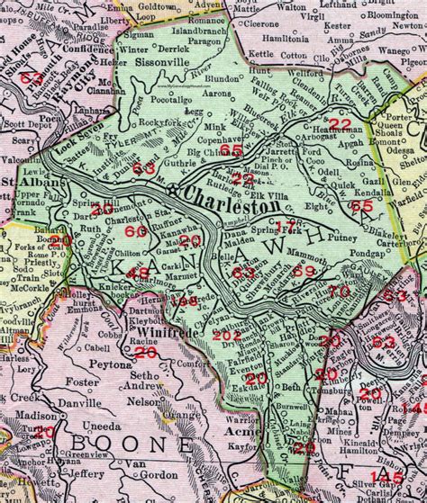 Kanawha County West Virginia 1911 Map By Rand Mcnally Charleston St
