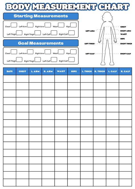 Printable Body Measurement Chart Delicious Determination In Images And Photos Finder