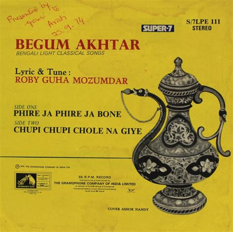 Begum Akhtar Bengali Light Classical Songs S7lpe 111 Bengali Super 7